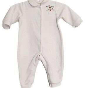 Baby Size 12M White Fleece Footless Pajamas W/ Happy Snowman Embroidery Snap